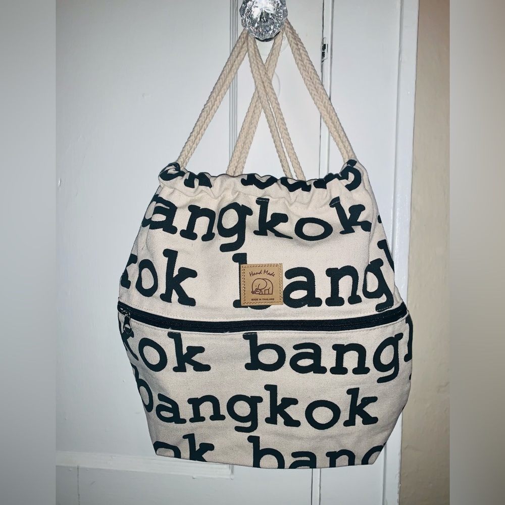 Handmade BANGKOK canvas fabric Cinch Bag